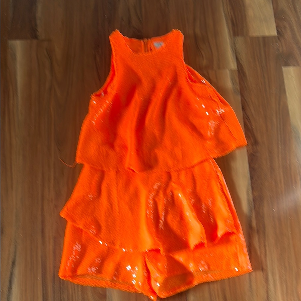 River Island Sequin Orange Romper